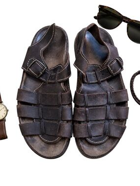Handmade Made in Spain Brown Leather Fisherman Sandals Men’s Approx Size 11.5